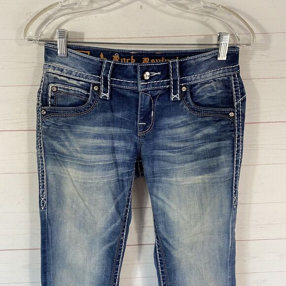 Rock Revival Womens Adele Boot Jeans Size 26 Blue Stretch Pocket Details *flaw* - Picture 2 of 16